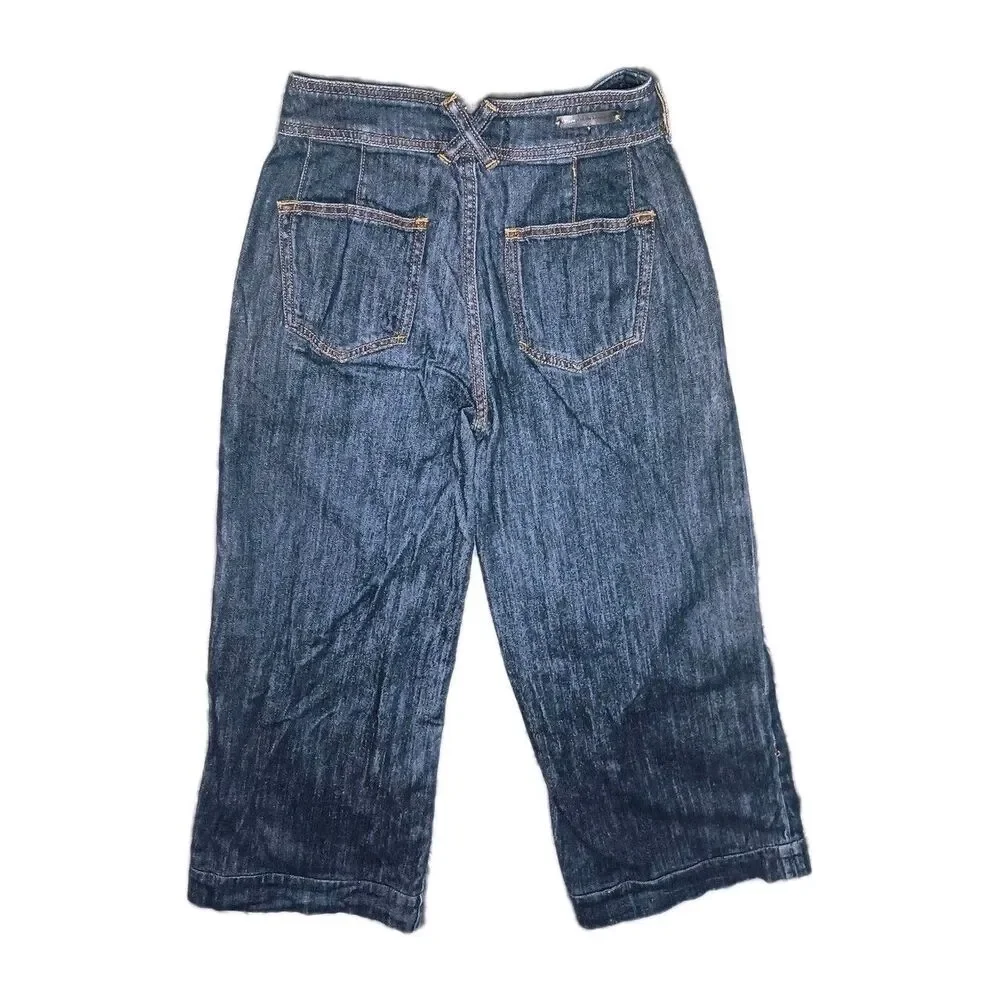 Pilcro Anthropologie Jeans Womens 25 Petite Blue Denim Wide Leg Cropped Pants